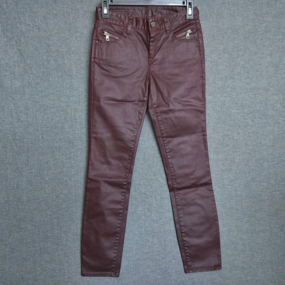 Armani Exchange Coated Moto/Ankle Jeans 25 P0 - Picture 1 of 4